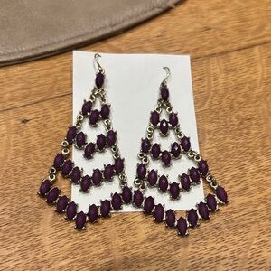 Glamorous Purple Teardrop Earrings